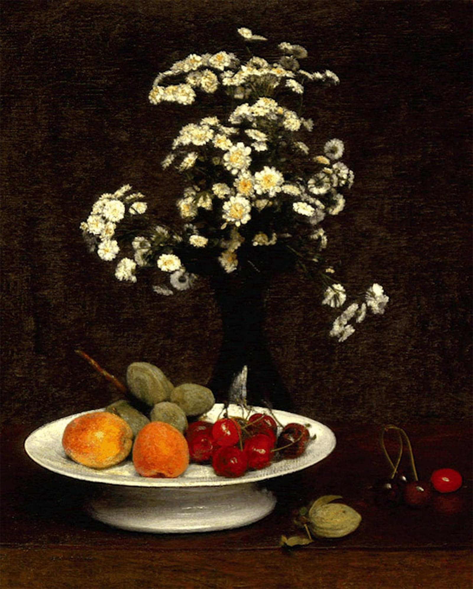 POSTERIIk Vintage Classic Picture Landscape Artwork Still Life with Flowers by Henri Fantin-latour Portrait Canvas Painting for Office Home Decor 60x90cm