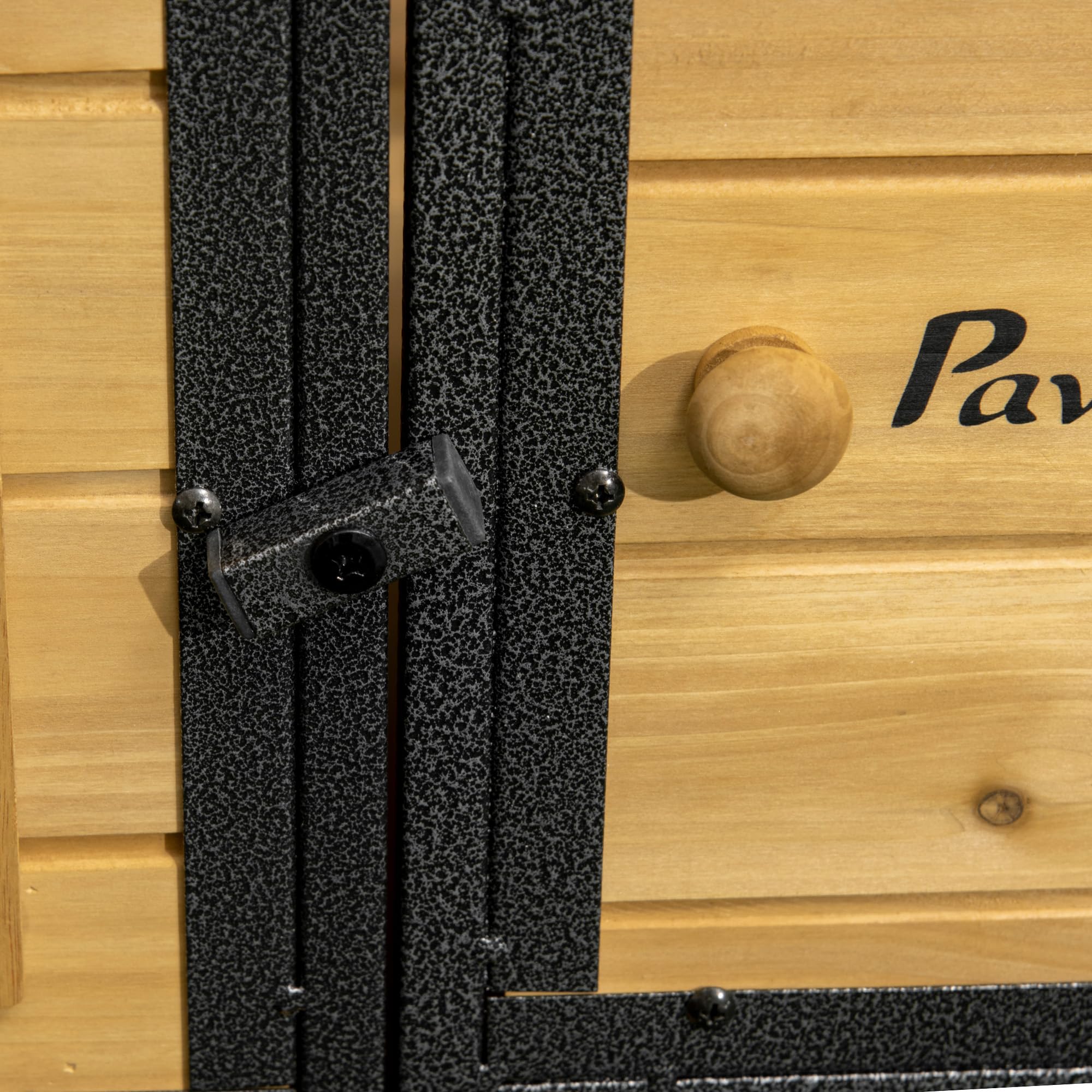 PawHut Conigliera Legno di Abete 2 Livelli 120x55.5x80 cm Gialla e Nera | Acciaio, Gabbia per Conigli, Vassoio Rimovibile, Area di Corsa
