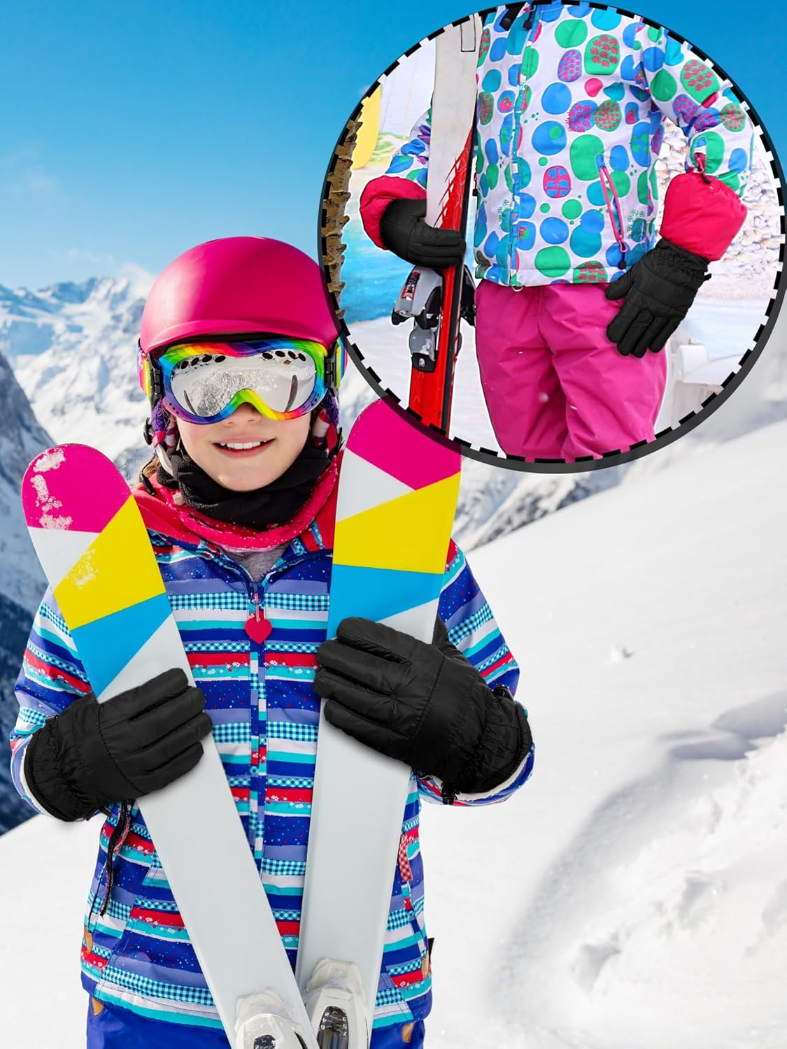 Boao Kids Winter Ski Gloves Waterproof Warm Snow Mittens Full Finger Gloves for Toddlers Infants - Image 6