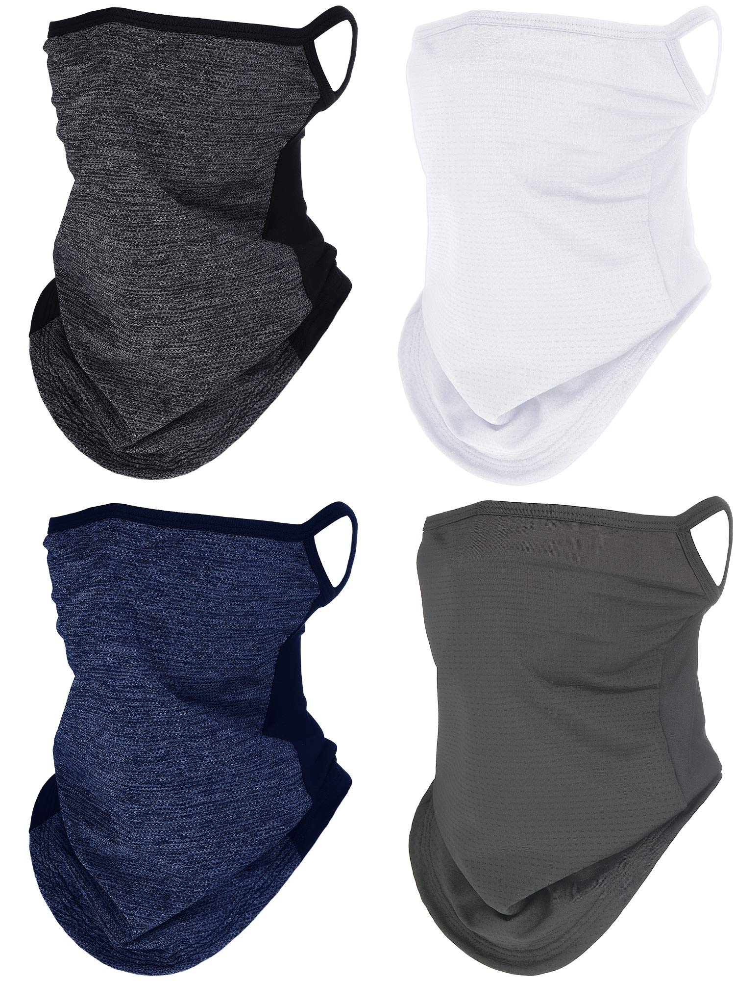 4 Pcs Neck Gaiter with Ear Loops Neck Covers Bandana Cloth Face Gaiter Mask for Men Women Winter Non Slip Headwear