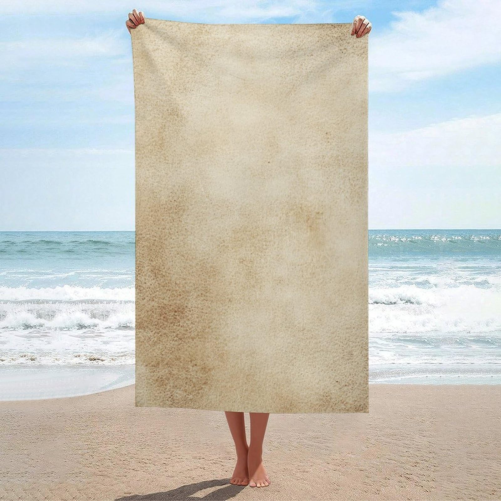 LSRCPD Flat Leather Texture Beach Towel Sand Free Microfiber Large Shower Towels Multipurpose Absorbent for Bathroom Pool 130x80 CM