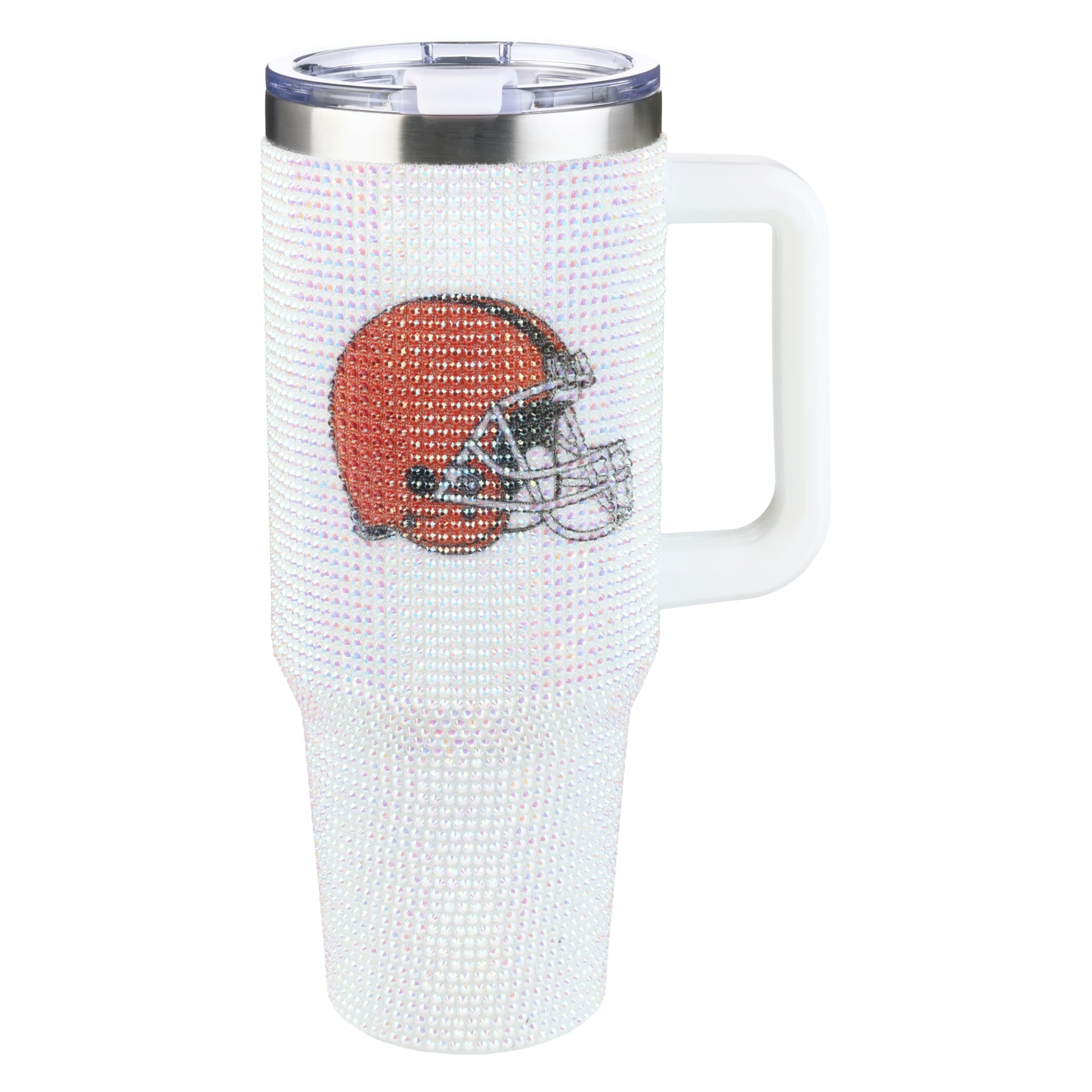The Memory Company Officially Licensed 40oz White Bling Game Day Tumbler, Cleveland Browns