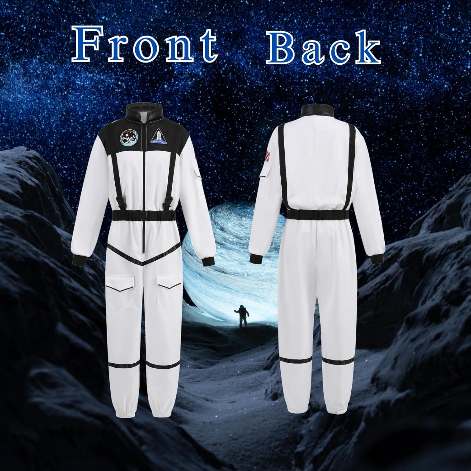 Colorful House Women Astronaut Onesie Adult Astronaut Costume White Space Suit Costume Halloween Spaceman Jumpsuit Outfit - Image 5