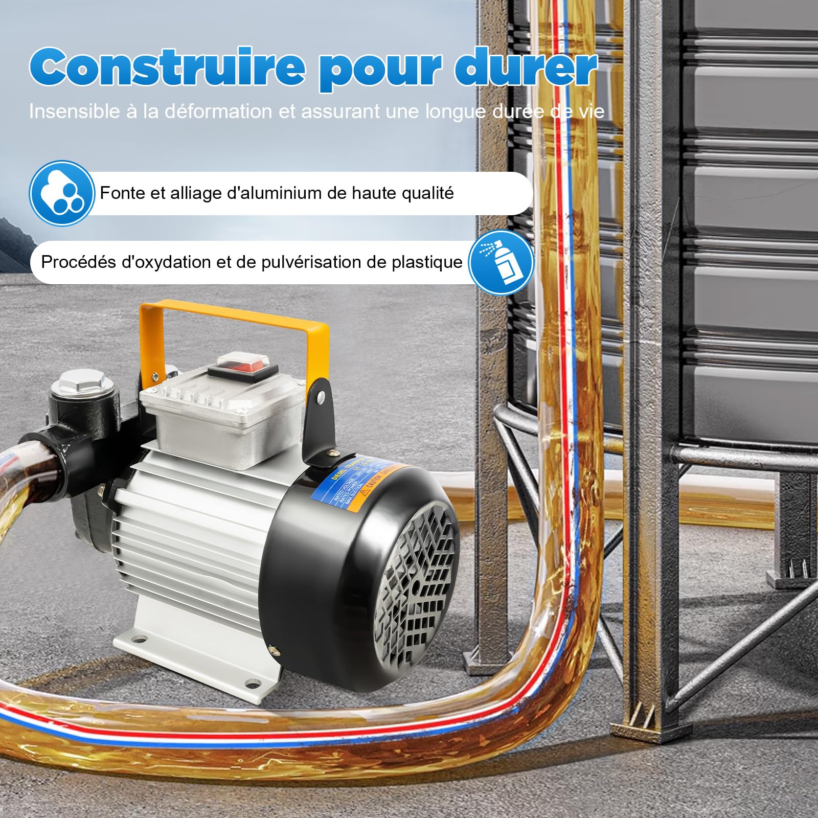 Pompe à diesel, pompe à fioul, 220 V 550 W, pompe à huile auto-amorçante, pompe de transfert de carburant, tuyau diesel et filtre de transvasement, pour chantiers, agriculture et kra