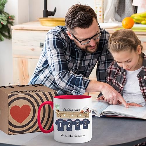 Miniatura 2 de Regalos para papá de hija e hijo, regalo personalizado para el Día del Padre, impresiones de tazas de fútbol, béisbol y baloncesto, regalos