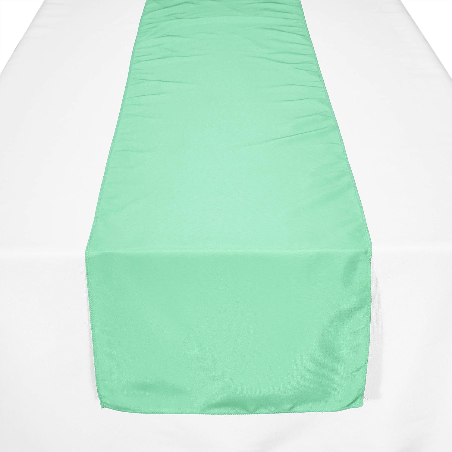 TableLinensforLess 6 Pack 13 x 108 inch Aqua Polyester Table Runner for Events, Weddings, and Banquets