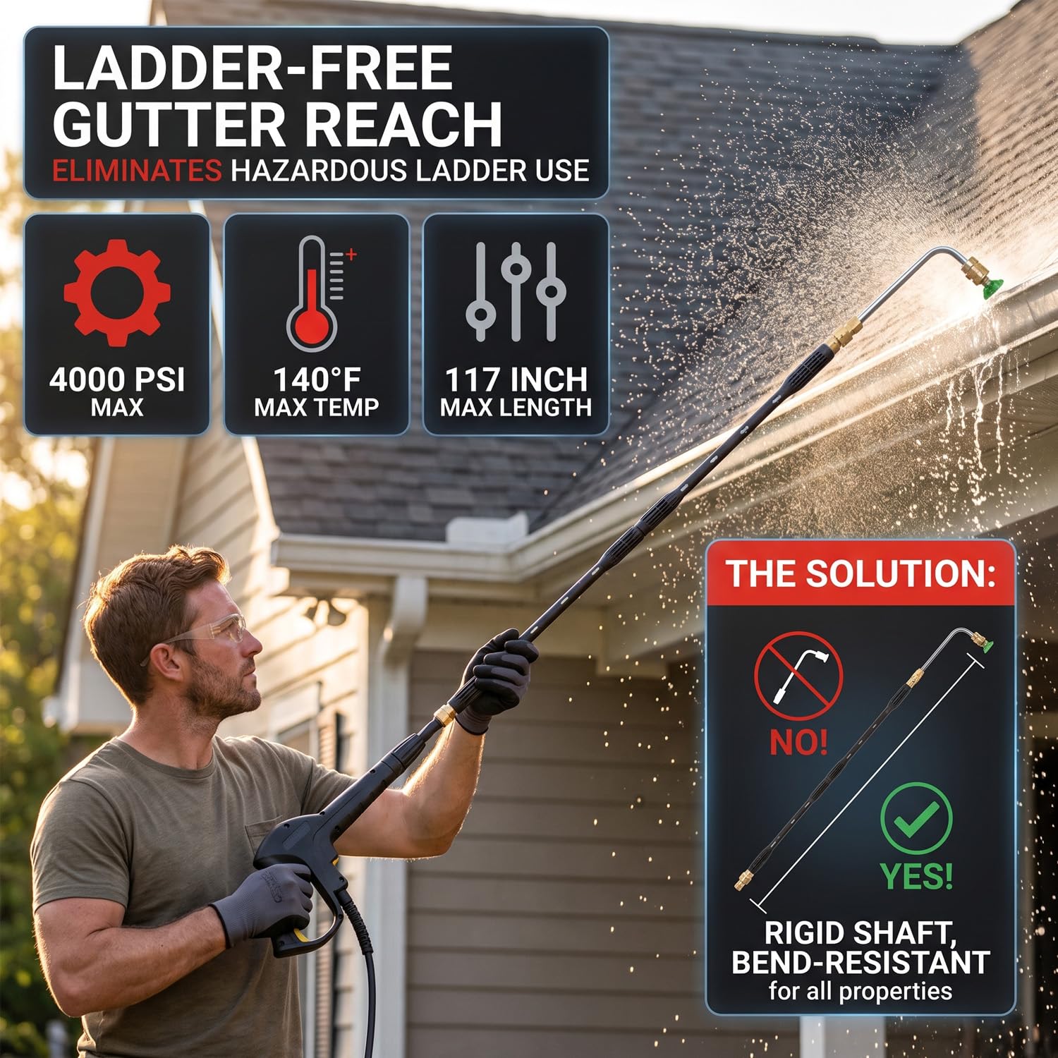 10 varillas de extensión para lavadora a presión con adaptador Karcher, herramientas de limpieza de canalones resistentes compatibles con Karcher K Series K2 K3 K4, lanza de extensión de 4000 PSI