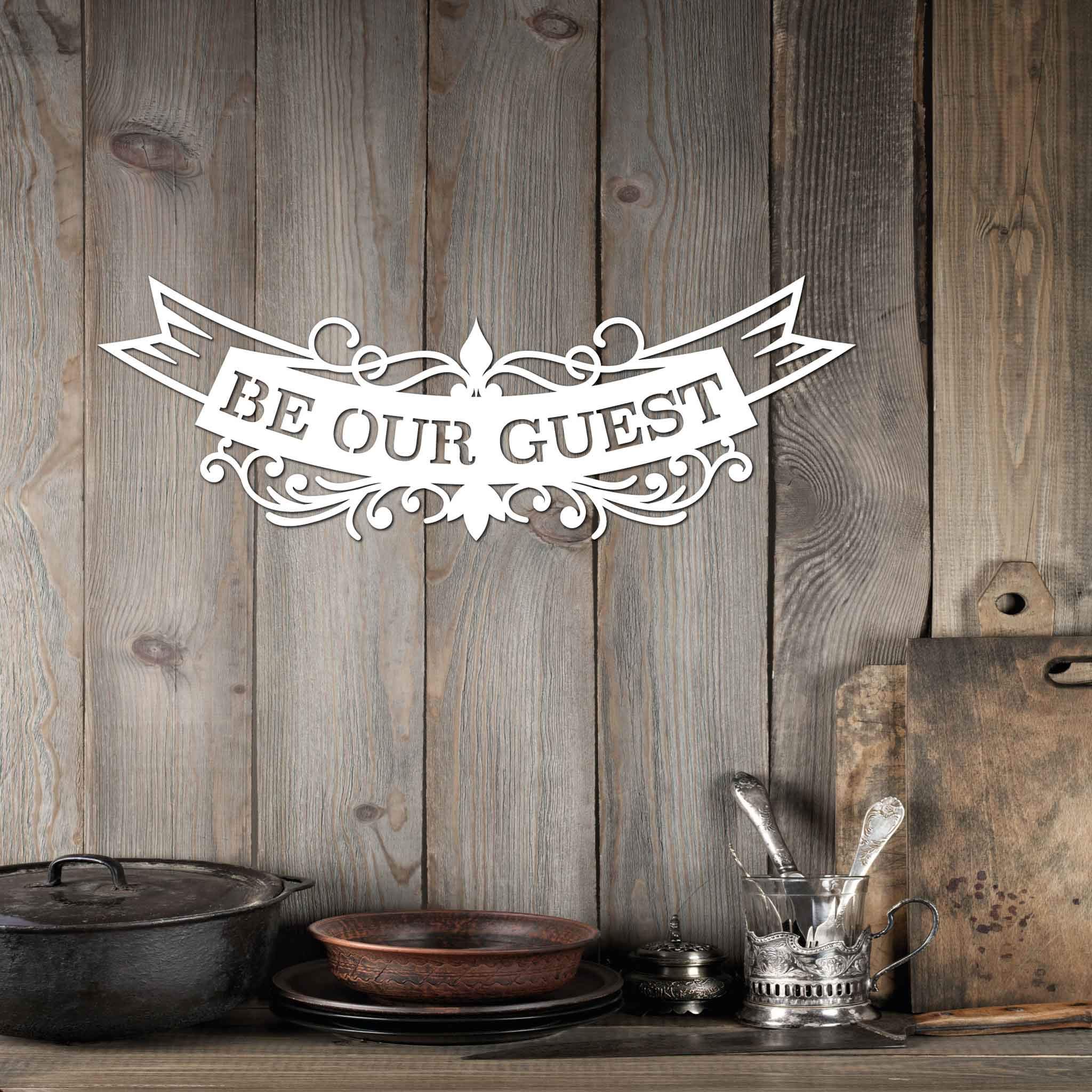 Steelmonks Be Our Guest - Una splendida targa in metallo da parete per tutti la tranquillità (45 cm, acciaio inox)