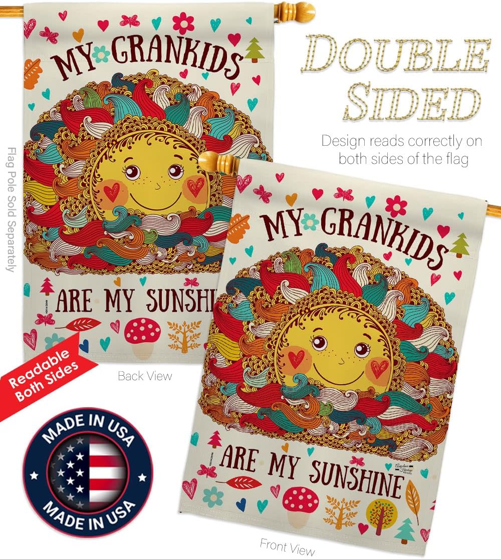 H137148-BO Grandkids are My Sunshine Special Occasion Family Decorative Vertical, House Flag 28"x 40", Multi-Color