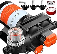 Vista 1 de [Versión mejorada] Bomba de agua de diafragma autocebante de 12 V CC, 30-70 PSI ajustable continuamente, flujo de agua de 6.0 GPM, bomba de agua