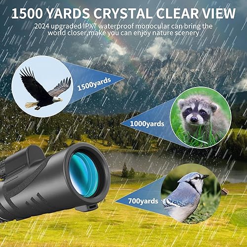 Miniatura 5 de Telescopio monocular de alta potencia HD de 80 x 100 con adaptador para teléfono inteligente y trípode, monoculares para adultos, visión clara,