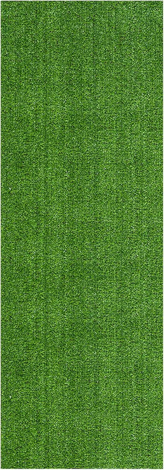 ( used) Ottomanson Artificial Grass Outdoor Runner Rug 2'7\" x 10' – Waterproof Astro Turf with Drainage Holes – Patio & Lawn Decoration, Easy-Clean Dog Grass Mat Low Pile - 2 ft 7 in Wide 10-ft