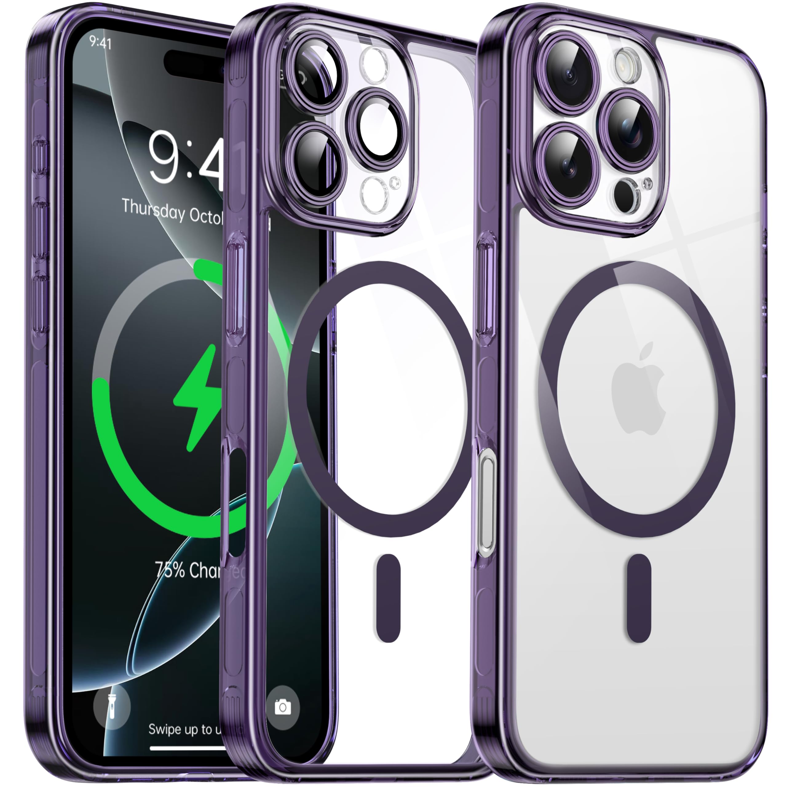 Coque transparente rigide iPhone 16 Pro protection premium violette - 8