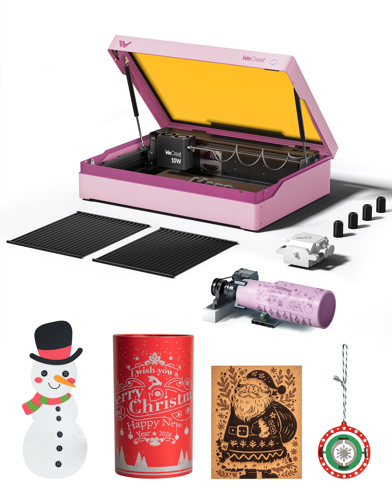 WECREAT Vista 10W Laser Engraving Machine with 9-in 1 Rotary, Smart HD Camera, Compact Diode Desktop Laser Engraver for Beginners DIY Hobbyist Wood Leather Glass Metal Jewelry Gifts Making