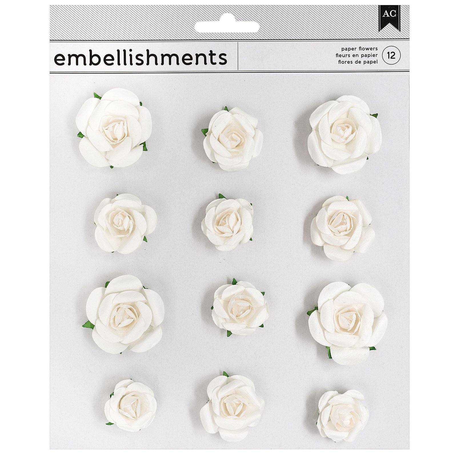 American Crafts 346677 Paper Flowers, White