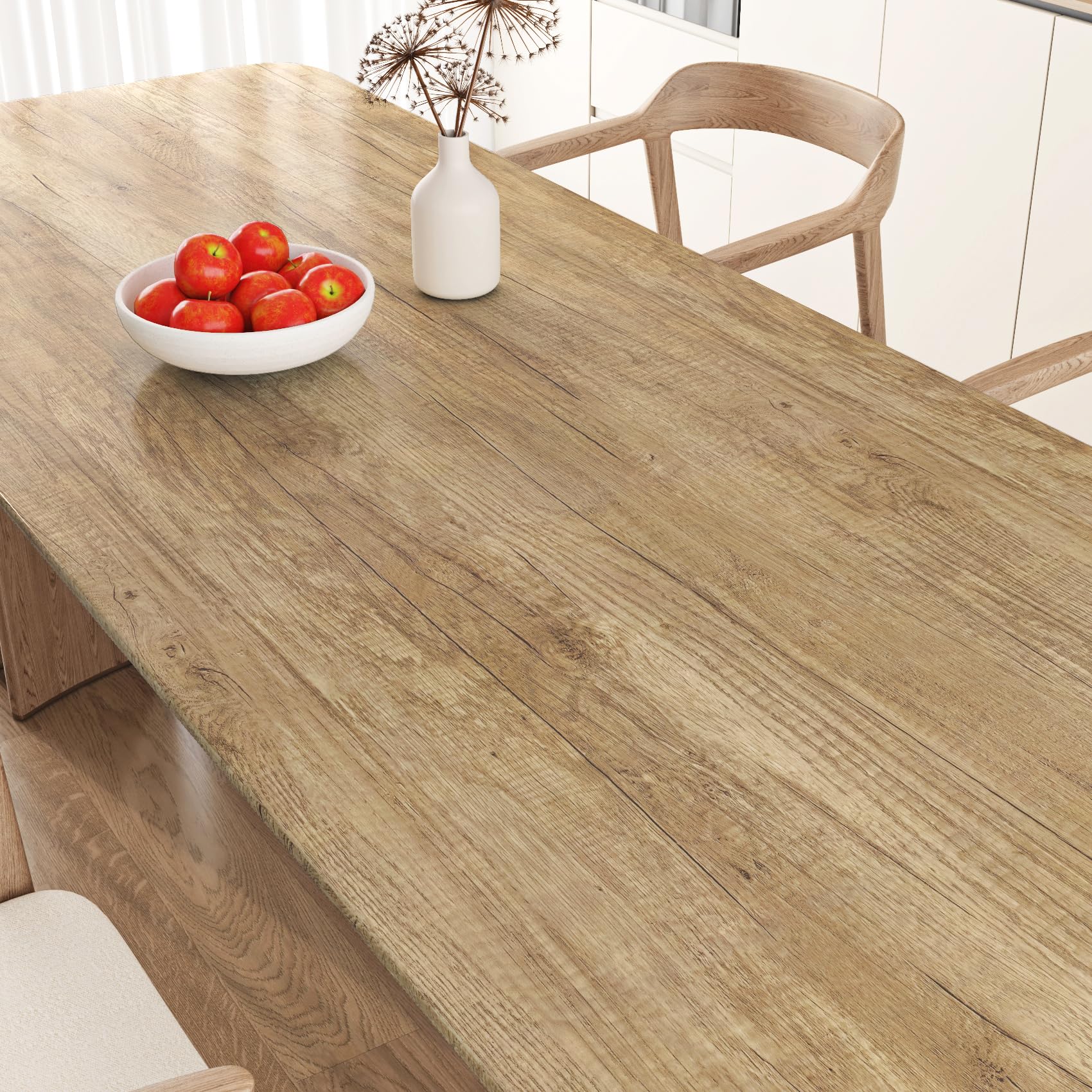 Livelynine Wood Vinyl Wrap for Kitchen Cupboards Bathroom Cabinets 40CMx5M Worktop Vinyl Covering Natural Oak Contact Paper Self Adhesive for Furniture Peel and Stick Wallpaper Living Room Hallway