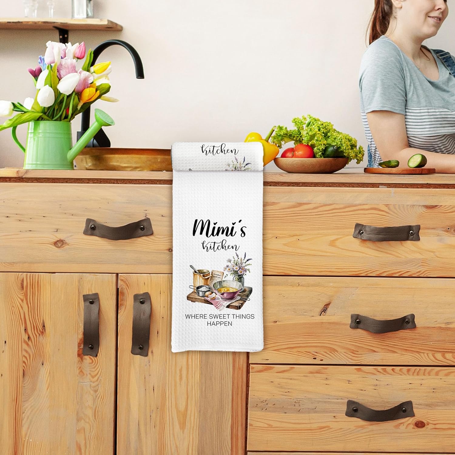 Mimi Gifts Kitchen Towels, Mimi Gifts for Mother's Day Hand Towel for Kitchen Decor, Best Grandma Gift from Granddaughter Grandson Grandkids Dishcloth Dish Tea Towels, 16x24 Inches - Image 3