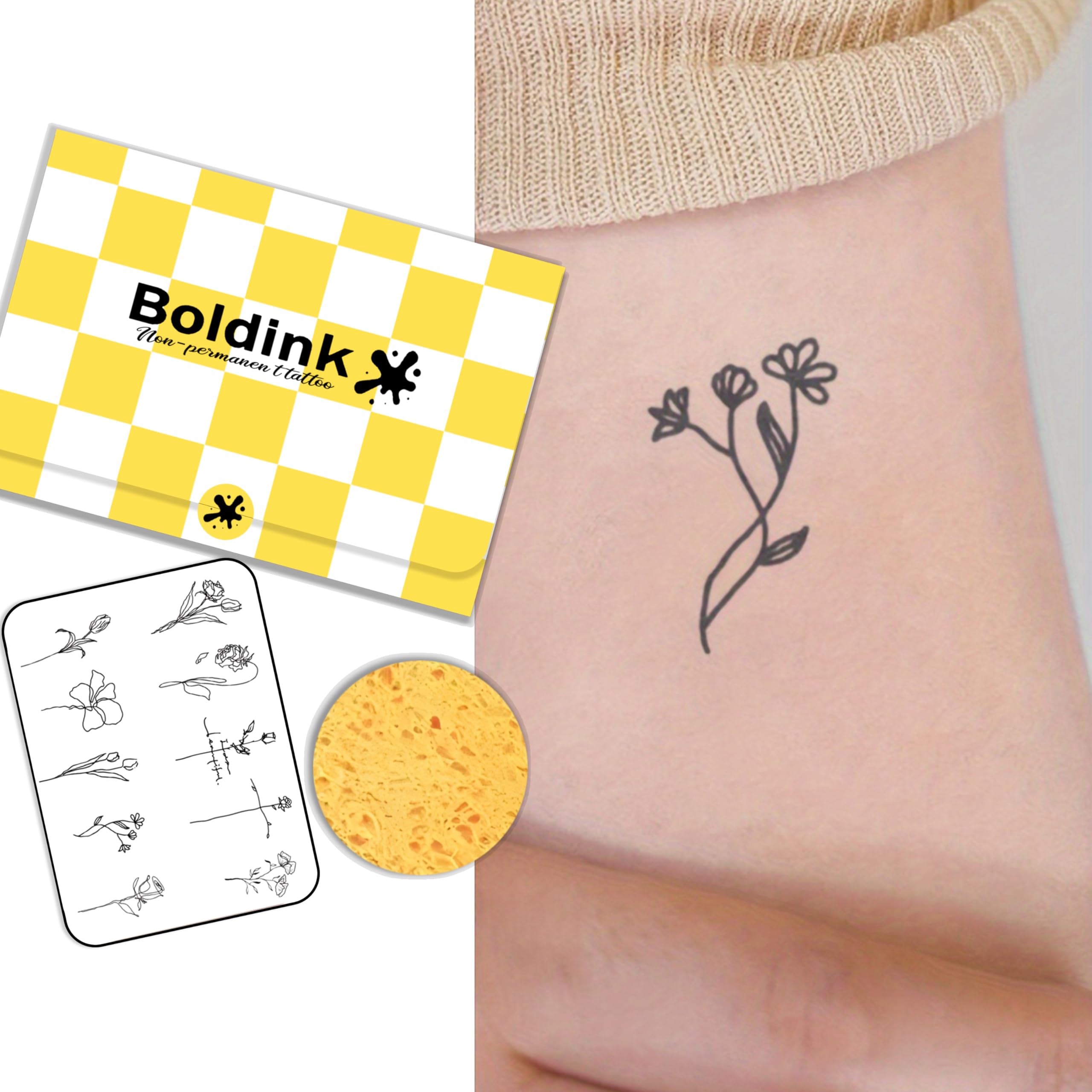 Boldink Semi-permanent Tattoos,Realistic Fake Tattoos,Last 7-15 Days,Waterproof Non-reflective Temporary Tattoo Stickers,Cruelty-free,Uniquely