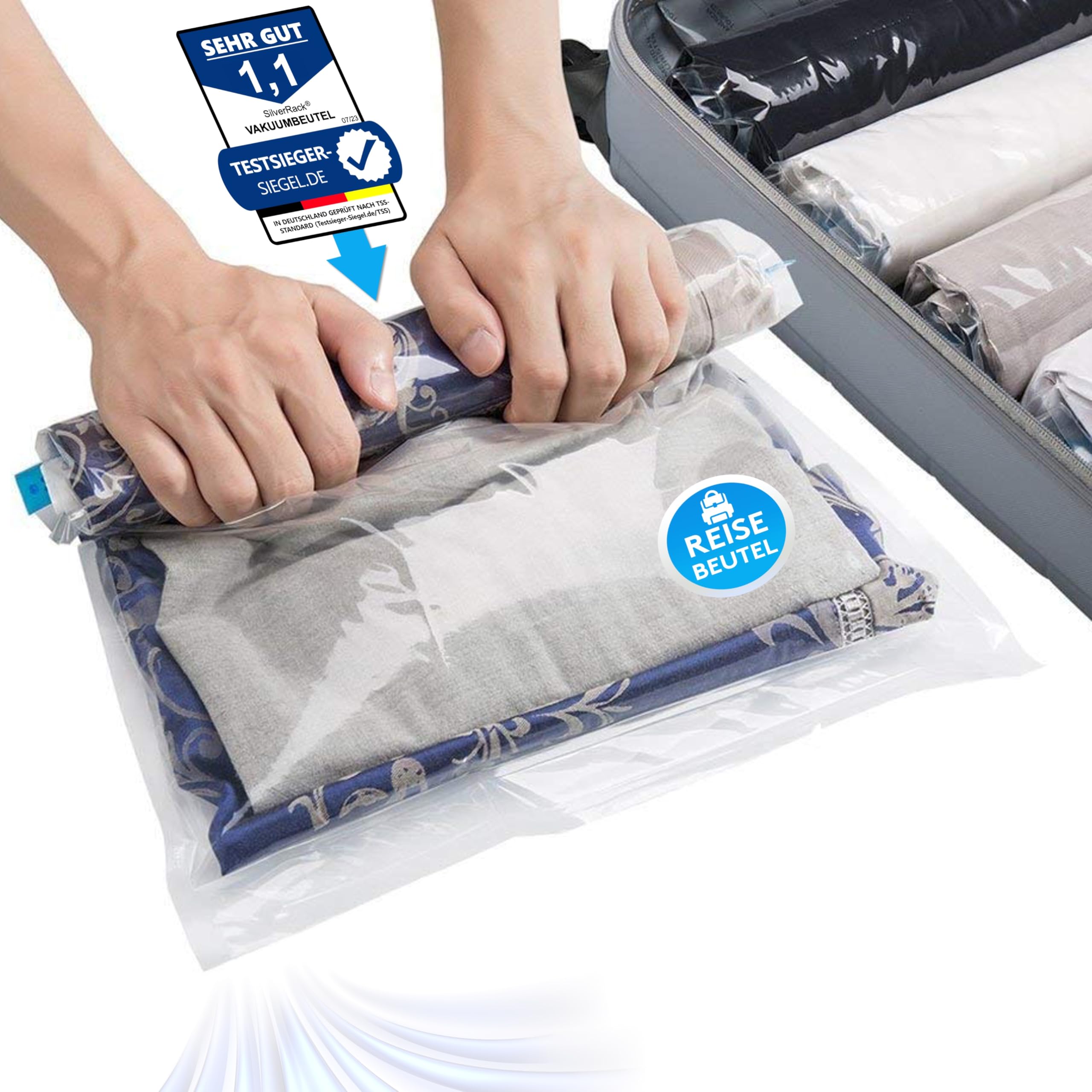 SilverRack Vakuumbeutel Reise - Travel Vakuumbeutel für Kleidung zum Rollen - Vakuum Kleiderbeutel - Kleider Vakuumierbeutel