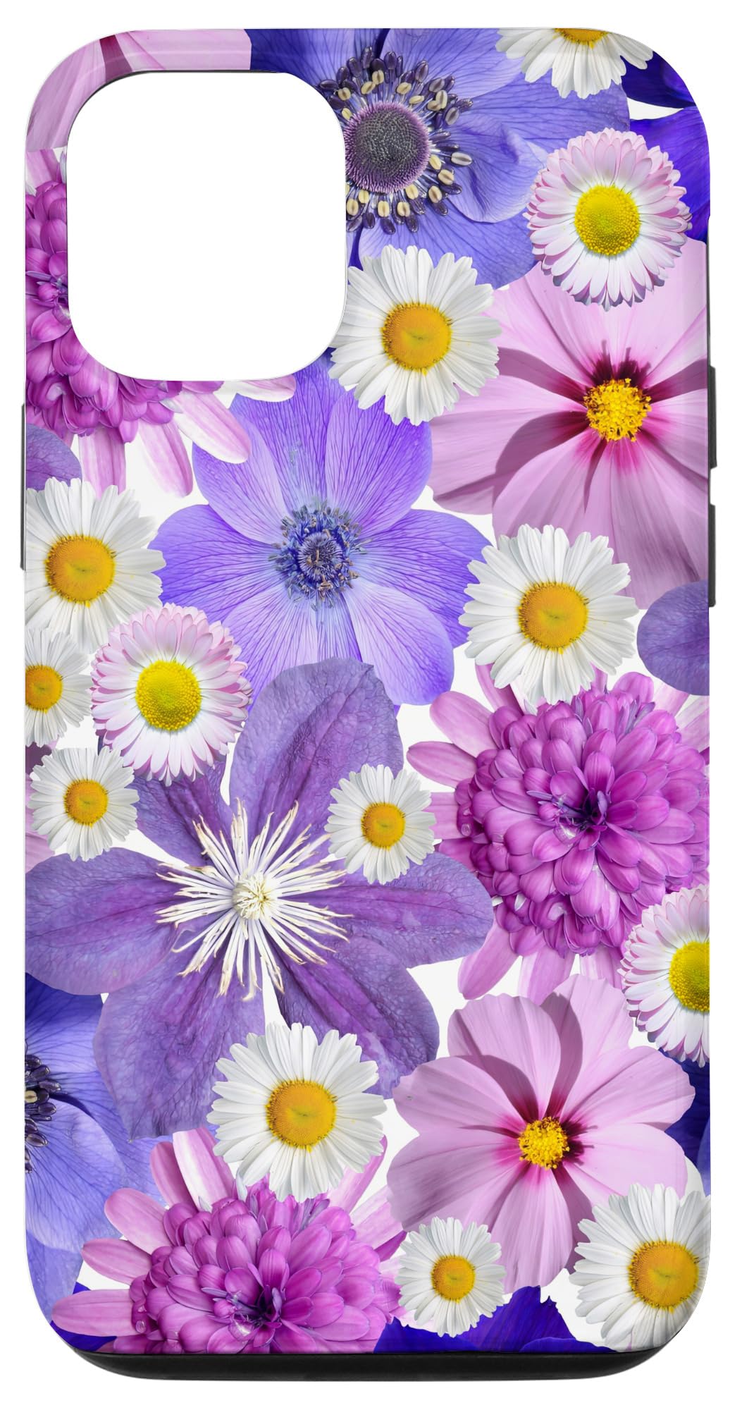 Amazon.co.jp: iPhone 14 可愛い花柄 カラフル パープル ピンク  
