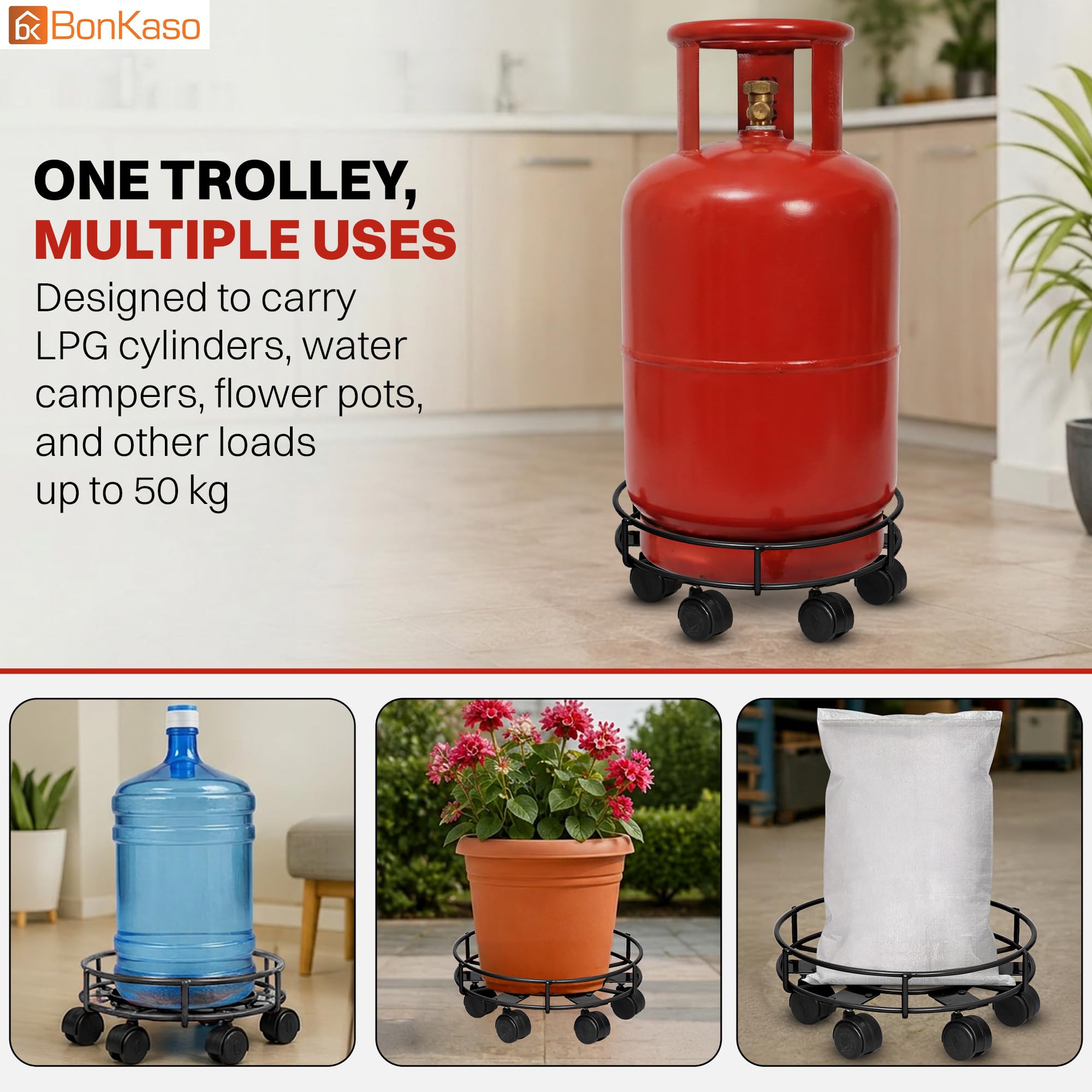 Bonkaso 6-Wheel LPG Trolley - Heavy Duty & FREE SHIPPING -7