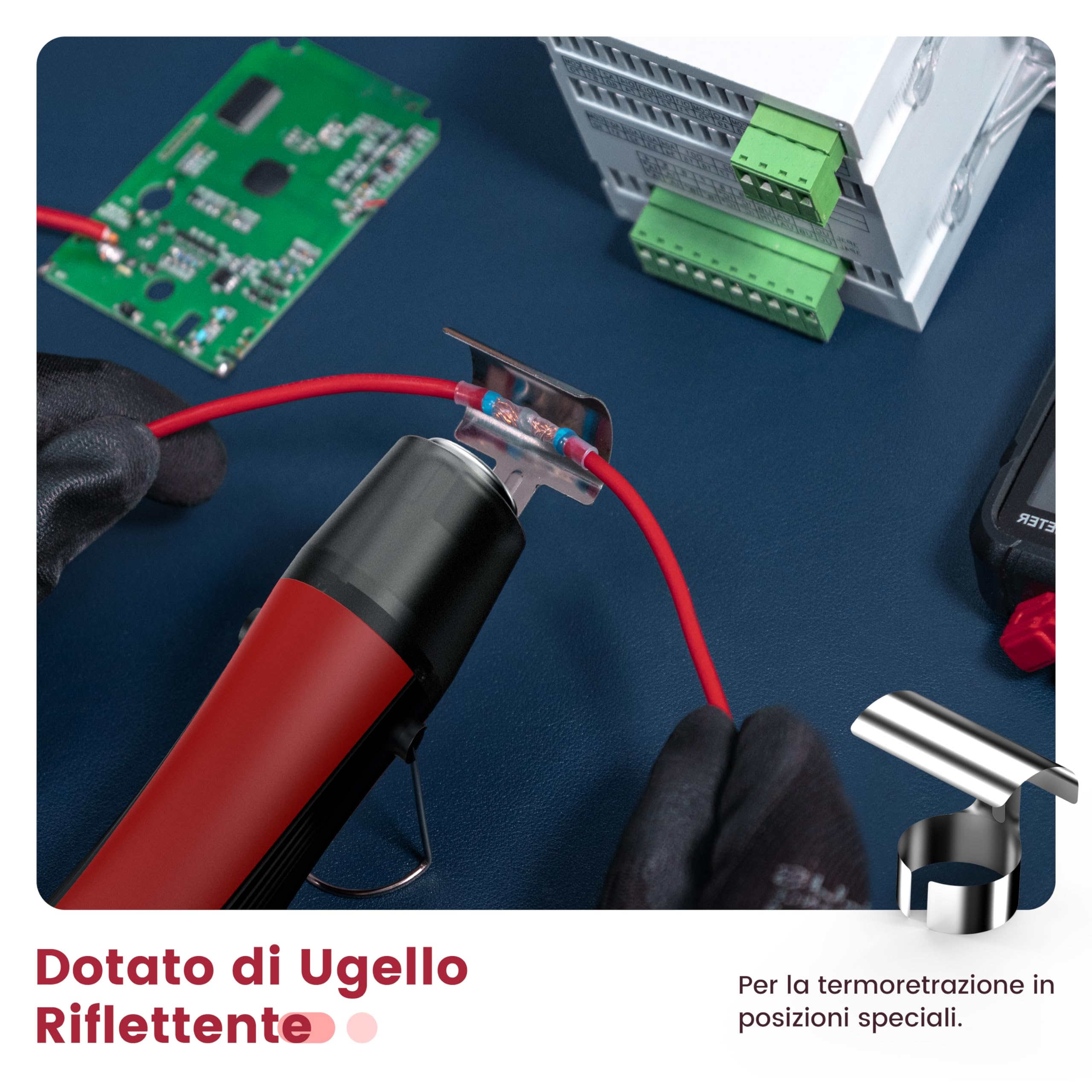 KAIWEETS 450°C Pistola Termica, Con Ugello In Acciaio Inox, 450W Pistola Aria Calda, Con 2 Temperatura, Protezione da Sovraccarico, Per DIY, Film Termoretraibile, Guaina Termorestringente (rosso)