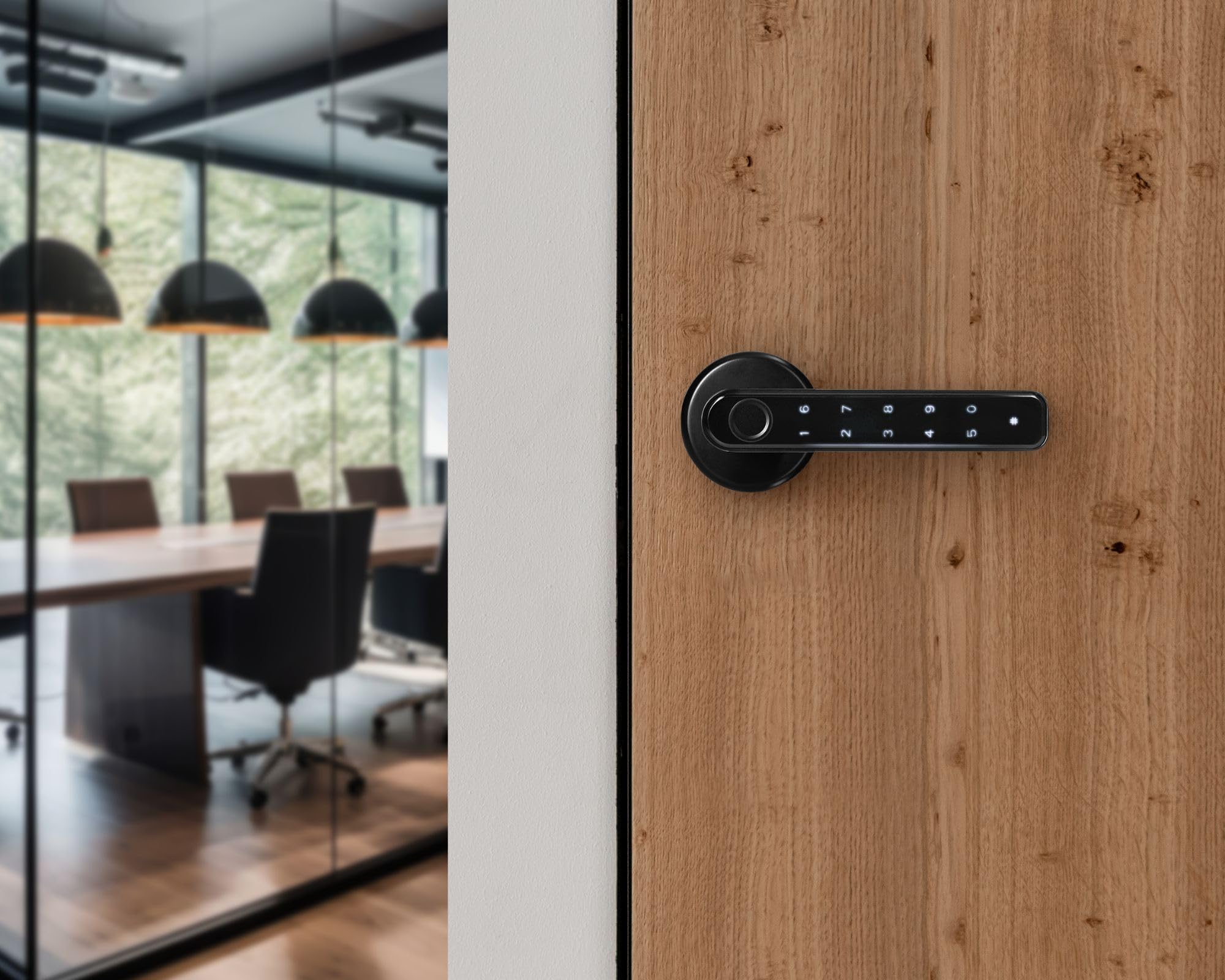 Serrure Connectée Poignée Smart à Code avec Lecteur d'Empreintes Digitales Serrure a Code avec Système de Contrôle d'Accès Intelligent Noir