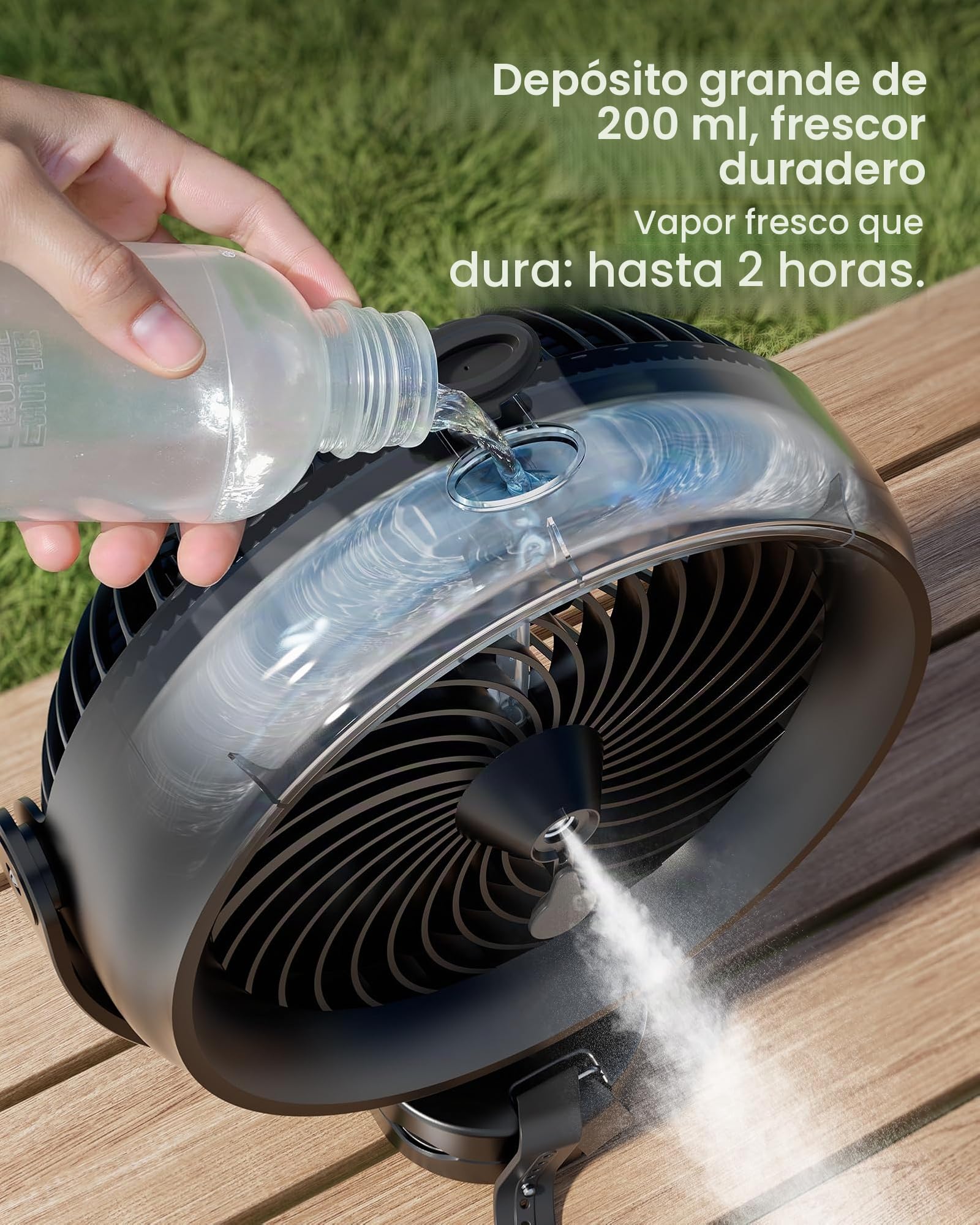 Koonie Ventilador de nebulización de 8 pulgadas, 10000 mAh, funciona con