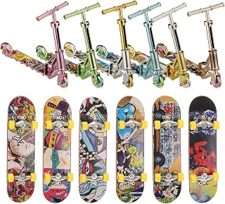 12 Pcs Mini Finger Toys Set, Finger Skateboards and Finger Scooter, Mini Fingerboard Scooters Toy with Replacement Wheels Fingertip Movement Party Favors for Finger Training Christmas Birthday Present