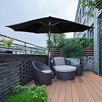 Vista 6 de Blissun - Sombrilla de aluminio para patio al aire libre de 9 pies, sombrilla de mesa para exteriores, sombrilla de jardín, sombrilla de mercado