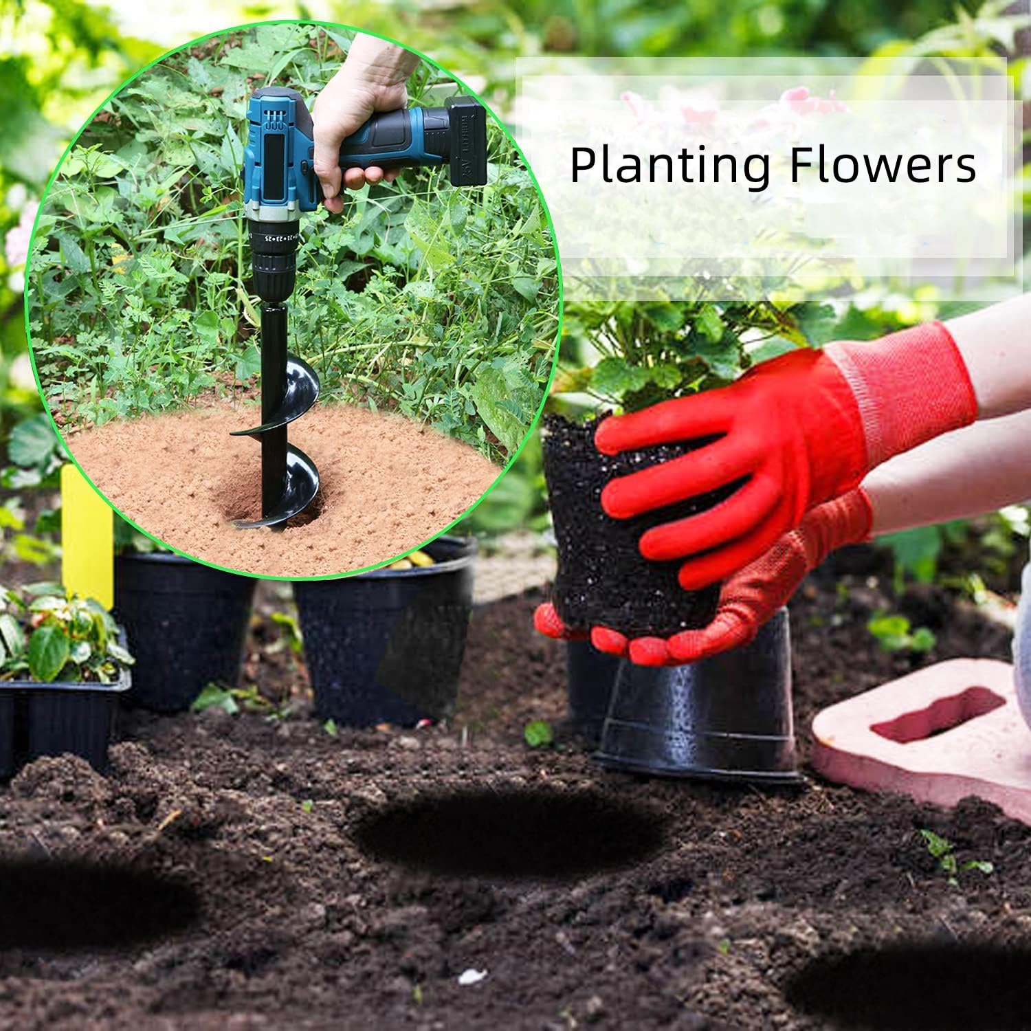 Hole Digger Flowers and Heavy Duty Spiral Earth Anchors