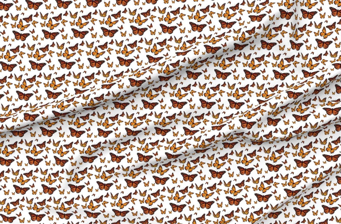Spoonflower Fabric - Monarch Butterflies Butterfly Orange Nature Bug Insect Printed on Organic Cotton Sateen Fabric by The Yard - Sewing Quilting Apparel Home Decor