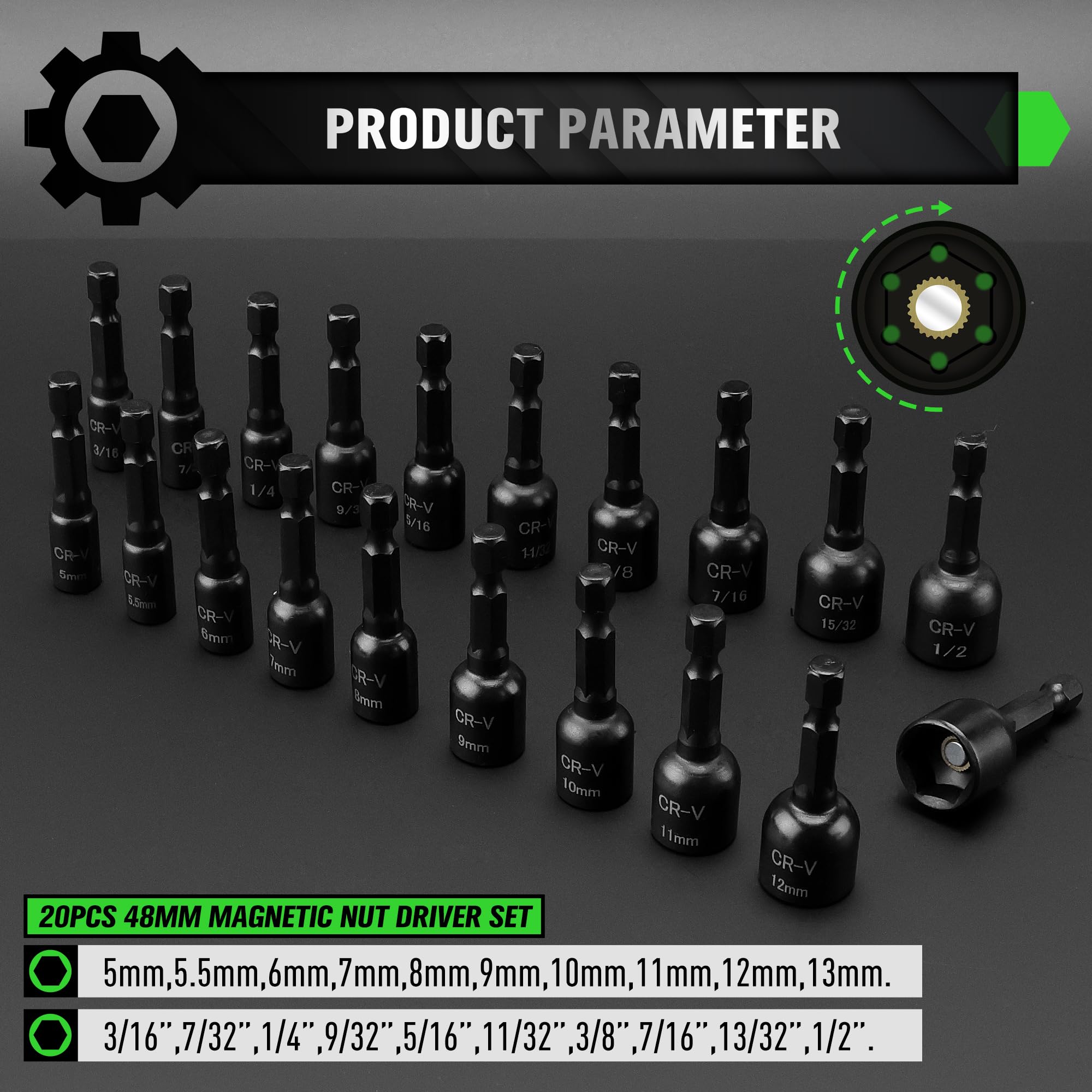 Magnetic Nut Driver Set - 20 Piece -3