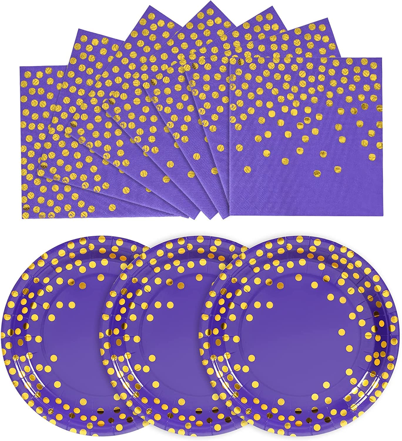 White & Gold Party Plates & Napkins - 100 Pcs -12