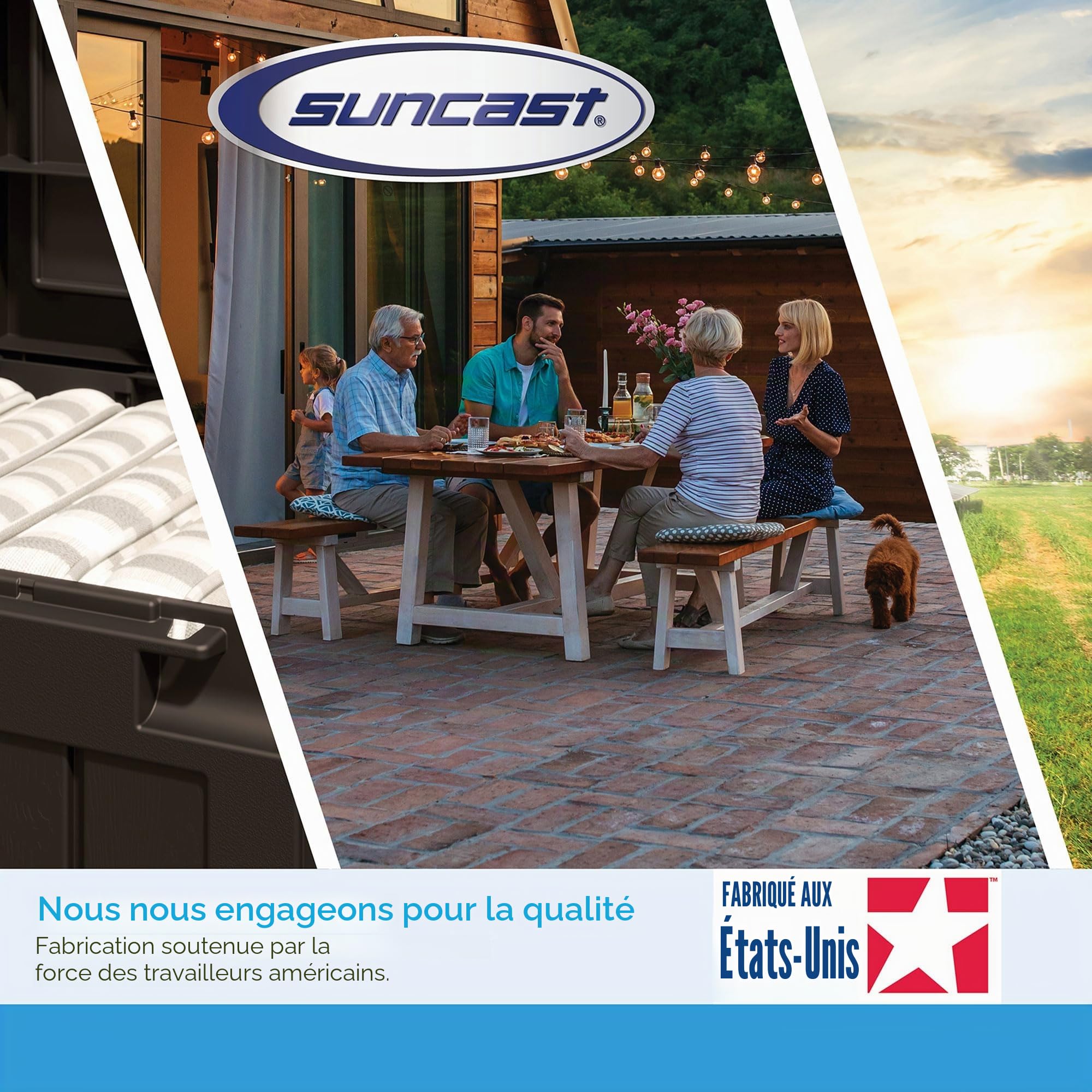 Suncast Poubelle d'extérieur en résine avec Couvercle - pour Jardin, terrasse, Patio - Taupe foncé - 100 litres