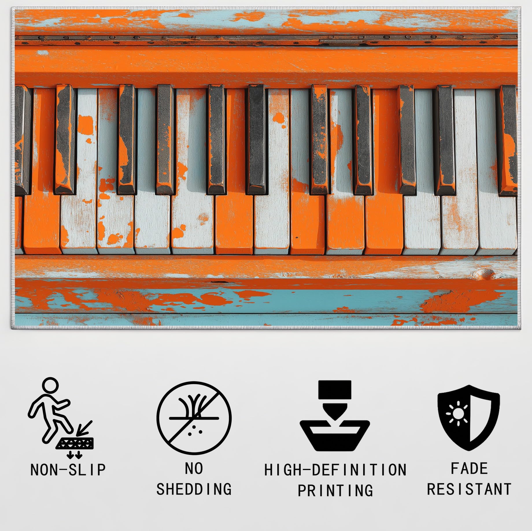 Générique Antiscivolo Moderno Musica Lavabile Tapiss Strumento Musicale Supporto in TPR Tappetino Tasti di Pianoforte Macchia Inchiostro Tappeto 120 x 180 cm per Soggiorno Camera da Letto Ufficio