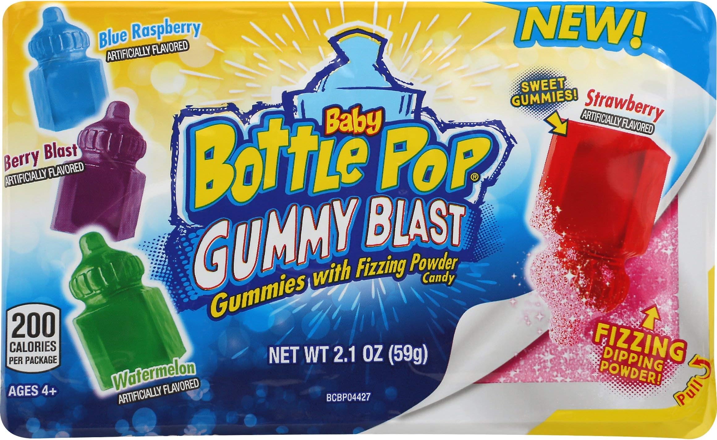 Baby Bottle Pop Gummy Candy Blast with Fizzing Dipping Candy Powder, 9 Count