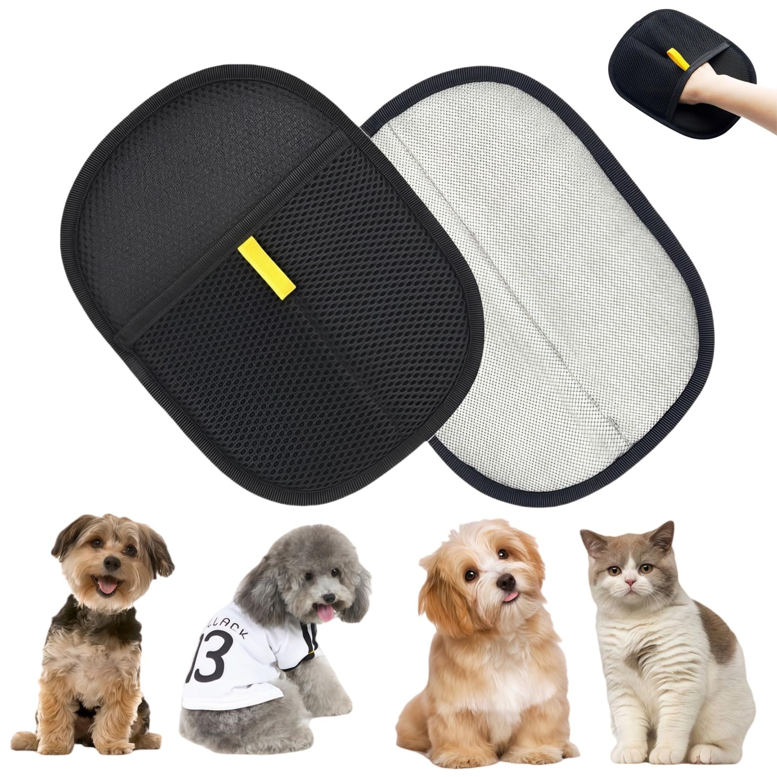 2PCS Double Sided P/et Grooming Gloves,Grooming Gloves for Dogs,Reusable Pet Hair Remover Glo/ves,Static Removal Glo/ves Pet Hair,Can be Used on Sofa,Bed and Clothes,Double-Sided Usable Design