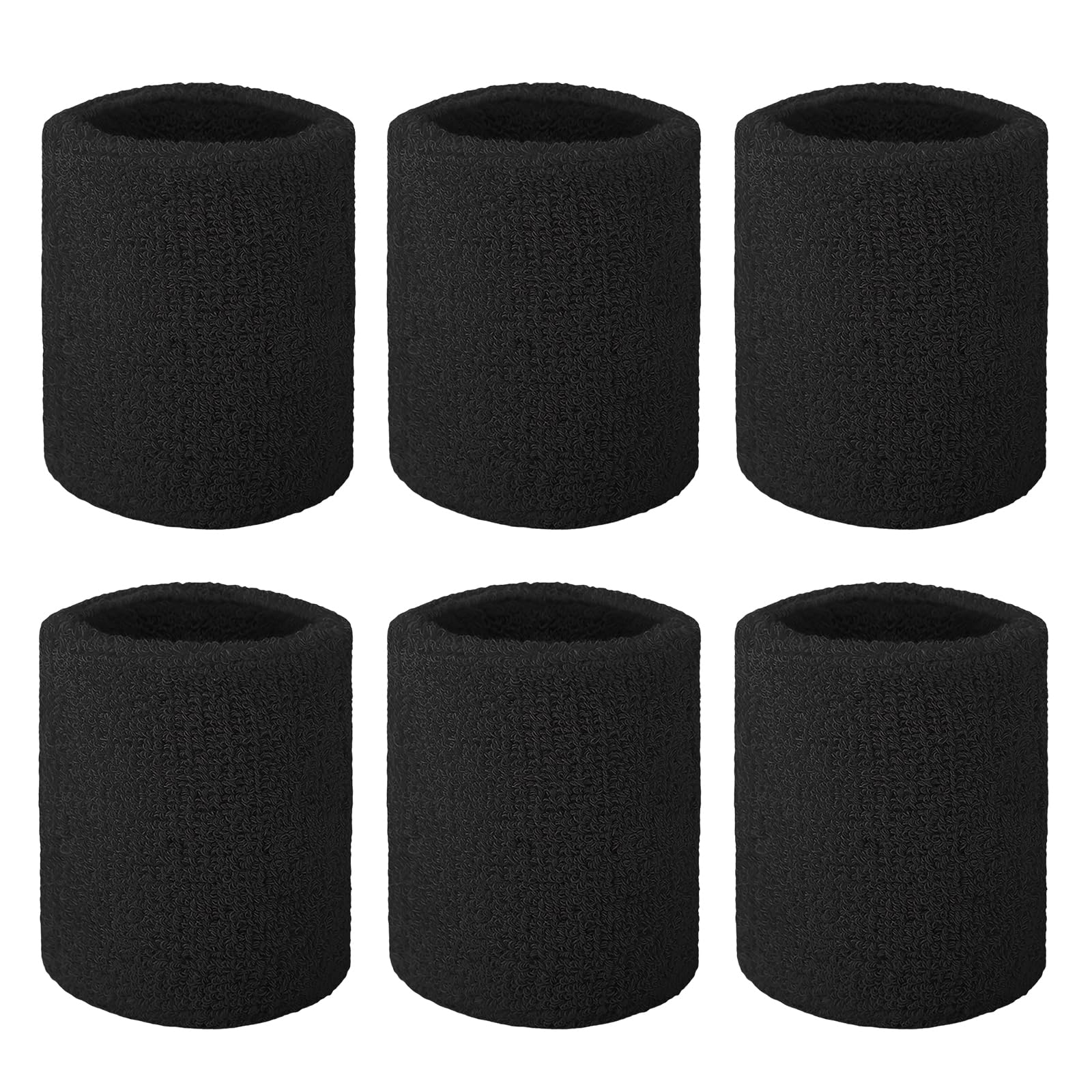 6 Pcs Wrist Sweatband Sports Wristband Terry Cotton Absorbent Arm Sweatband