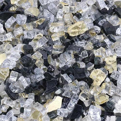 Fire Glass for Fire Pit - Gold Black Clear- 0.5