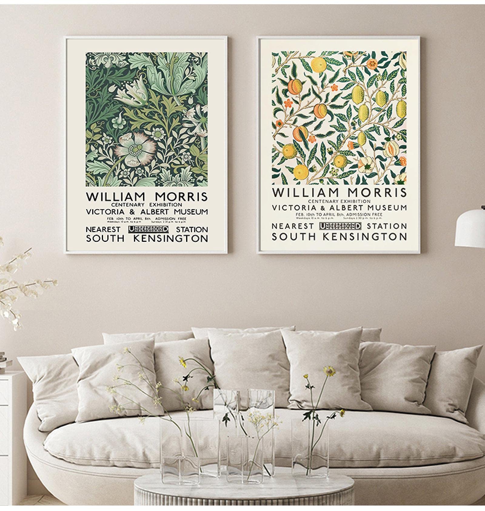 SDVIB London Underground Art Nouveau Pittura Murale William Morris Stampa Su Tela Il Victoria and Albert Museum Exhibition Poster 60x80cm-3 Pezzi Senza Cornice
