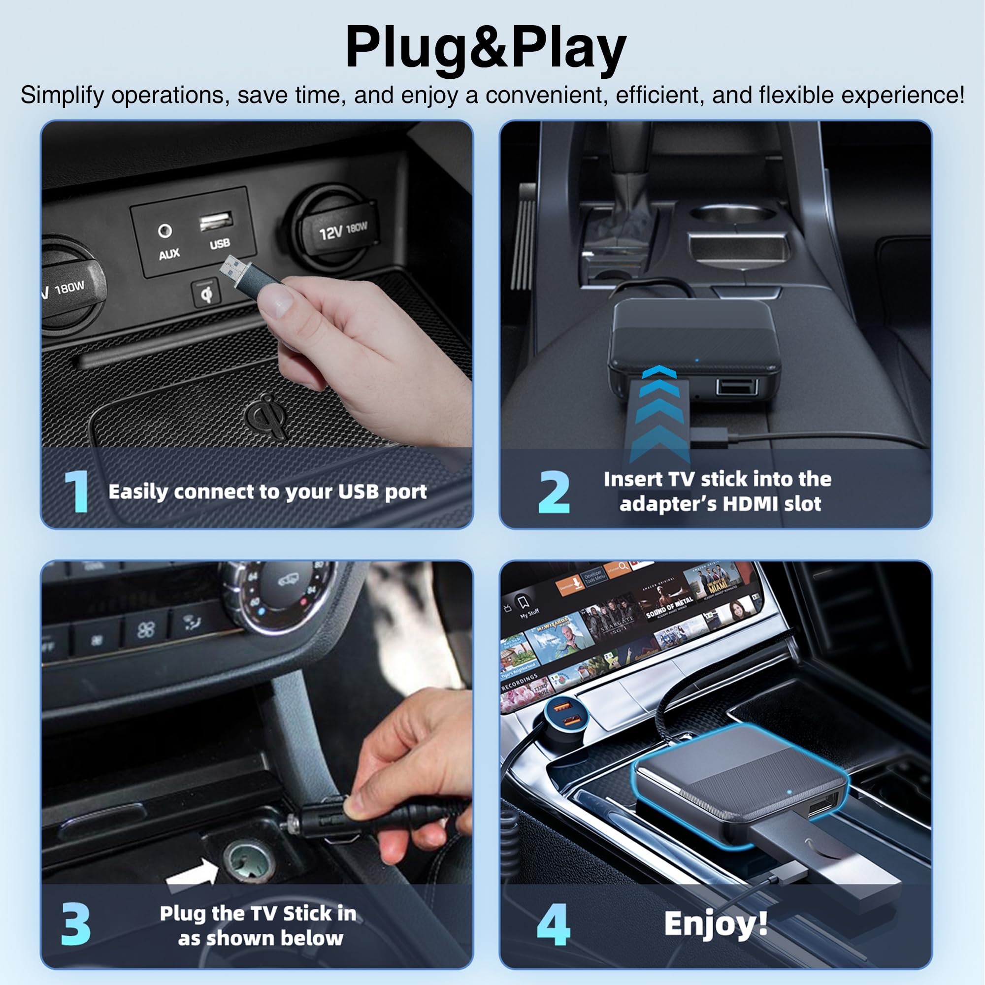 Car TV Mate Pro-Fire TV Stick Convertitore HDMI & Wireless CarPlay Android Auto Adapter Stall Rapido, Nessuna Latenza, Convertitore Porta USB per OEM Factory Carplay Plug & Play