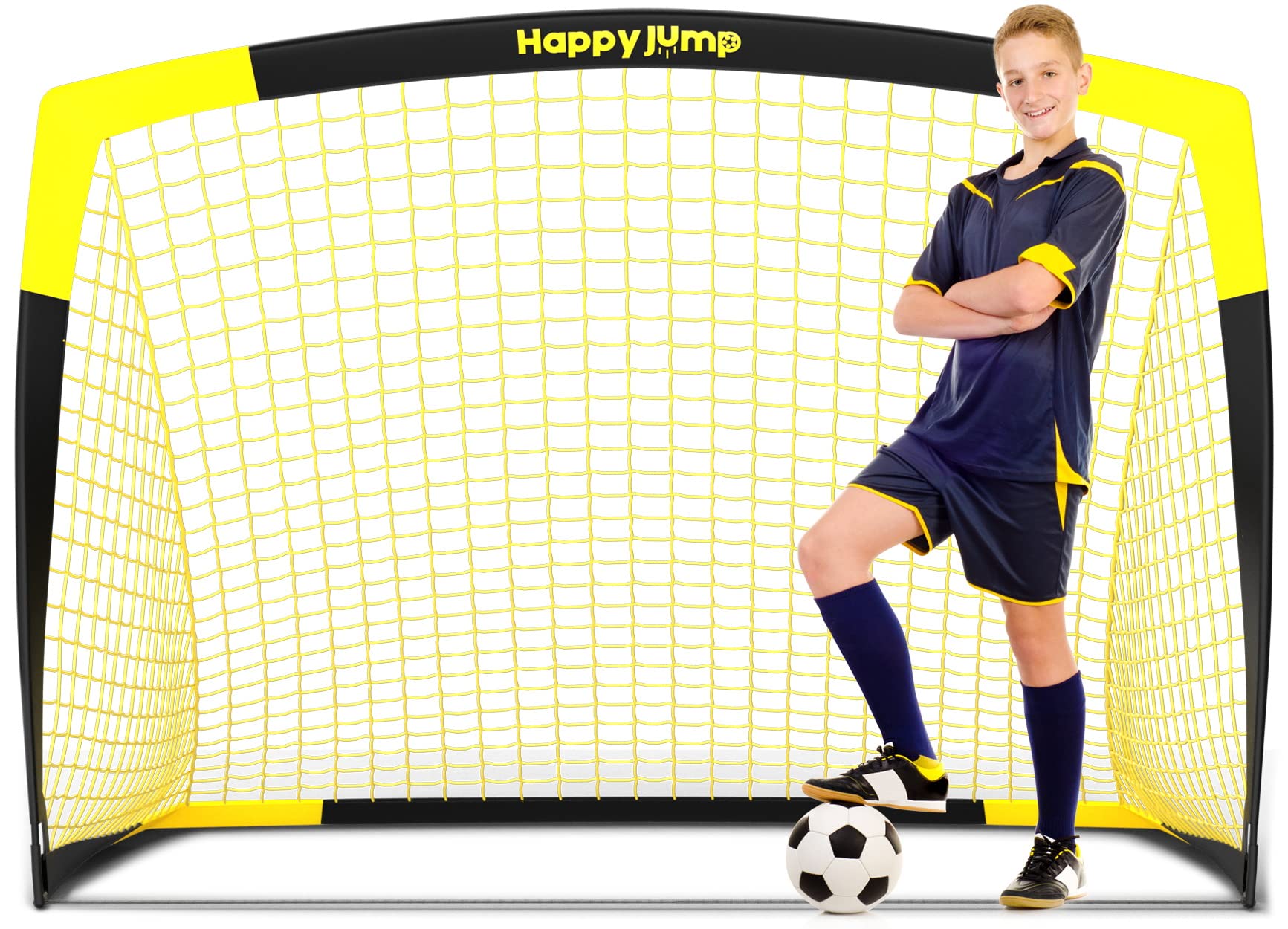 Happy Jump Pop Up Football Goals – Portable Soccer Nets Foldable Garden Football Posts for Outdoor Training (3x2 to 7x5 FT)