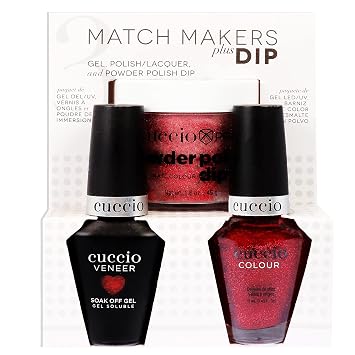 Cuccio Colour Matchmakers Plus Nail Dip - Matching Mani-Pedi With Flawless Coordination - A Color Lacquer And Color Veneer Gel Polish In The Same Color - Chakra - Large - 3 Pc Kit