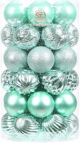 Sea Team - Paquete de 41 esferas navideñas de tamaño mediano de 2.36 pulgadas con cordón para colgar al arbolito, hechas de plástico irrompible,