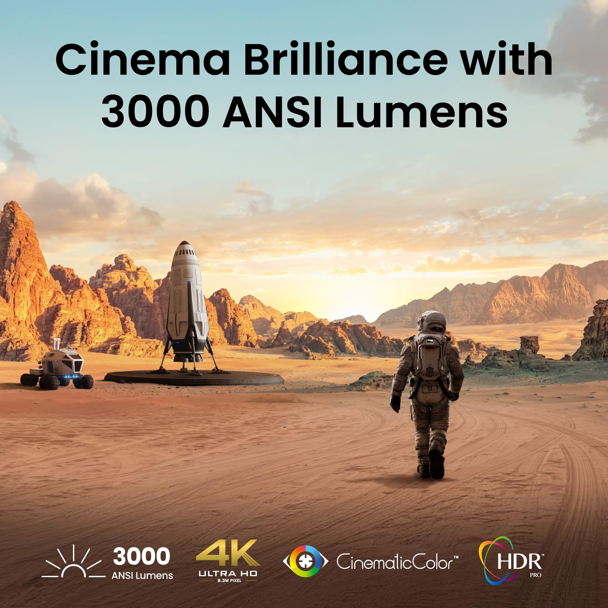 BenQ TK705i Vidéoprojecteur 4K HDR Home Cinéma, 3000 lumens ANSI, Google TV, Netflix, faible latence, ajustement auto de l’image, zoom optique, Bluetooth, MEMC, HDR10+, Vidéoprojecteur Silencieux,Gris
