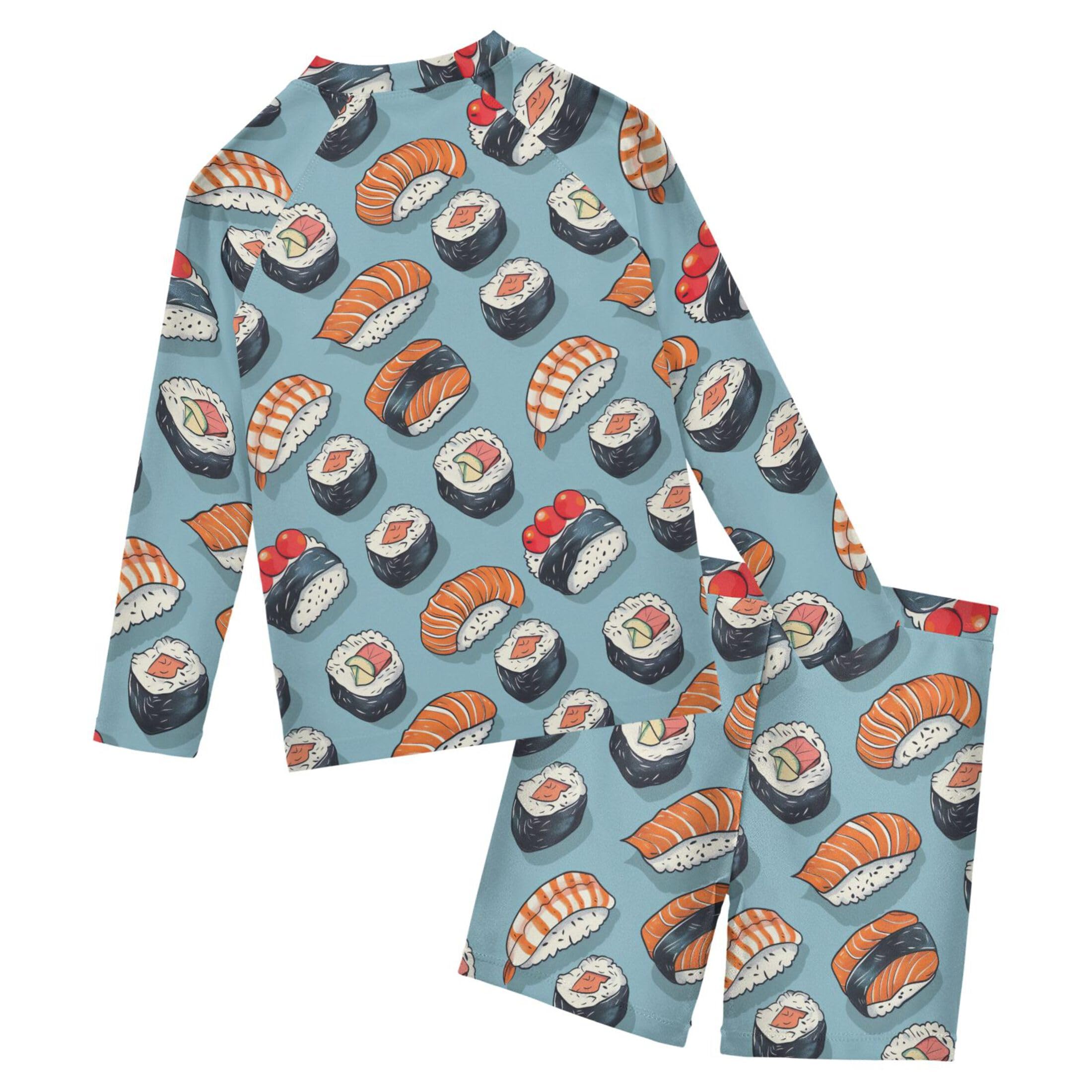Sushi Food Baby Boys' Toddler Long Sleeved Rashguard Swim Bathing Suit Set B0403695