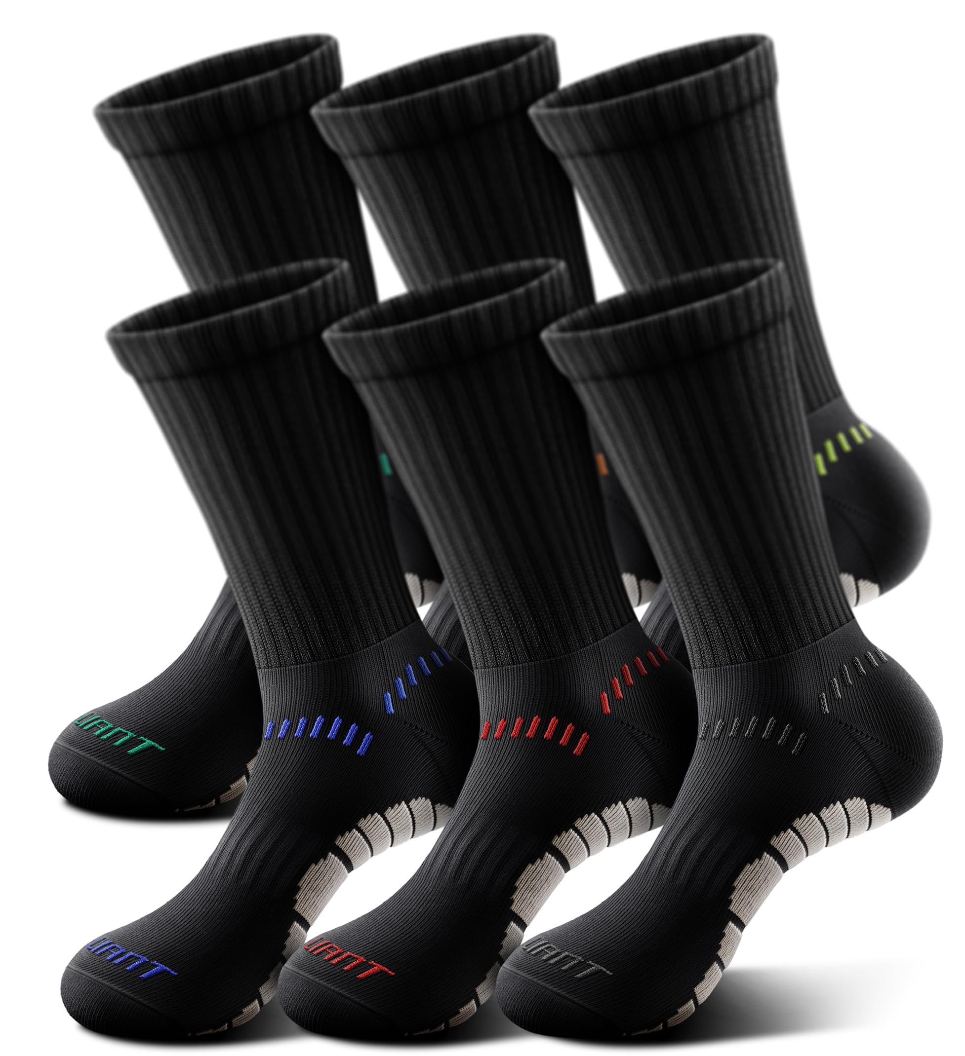 BULLIANT Men 6 Pack Compression Crew Socks
