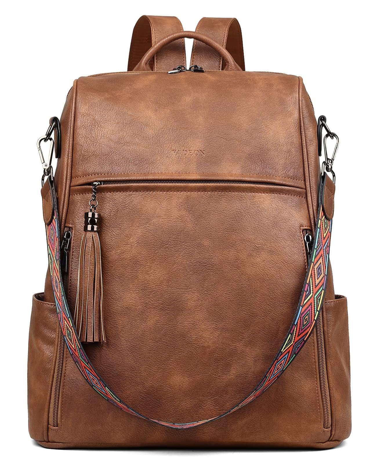 FADEON Leather Laptop Backpack for Women Designer 15 6 inch PU Laptop Bag Ladies Travel Computer Work Backpack