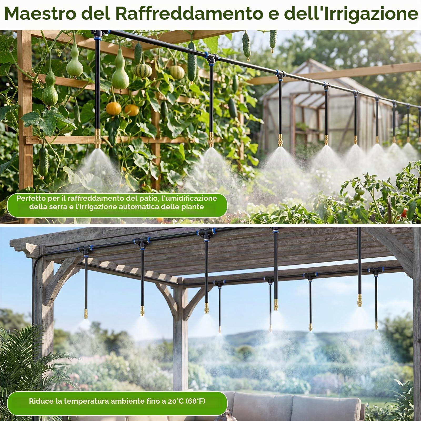 Sistema di irrigazione da giardino, regolabile a 360° Tubo di irrigazione Sistema di irrigazione per balcone Irrigazione delle piante Con 16 ugelli Irrigazione a goccia Irrigazione da